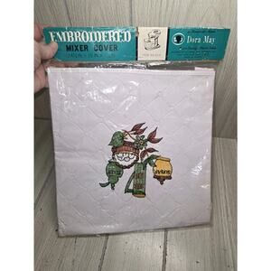 Vintage 1960s Dora May Floral Embroidered Mixer Cover Quilted Kitchen Retro